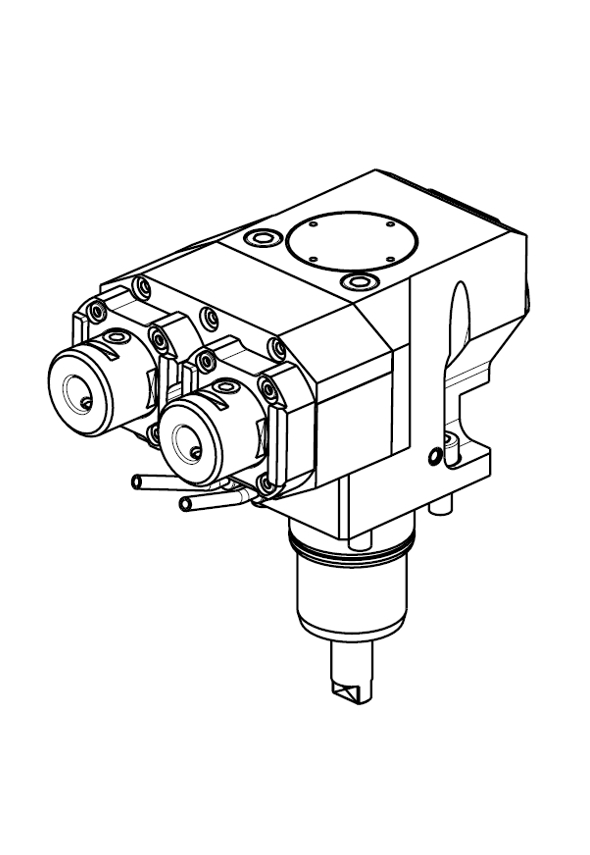 AXIAL SINGLE SIDE TWIN HEAD DRIVEN TOOL IN Y FOR INTERNAL POLYGON-MAKING H=75mm